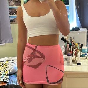 Katch Me Abstract bag print pink mini skirt